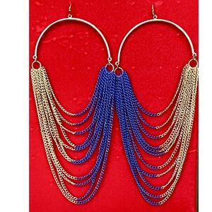 Jewelry Blue and Gold Earrings